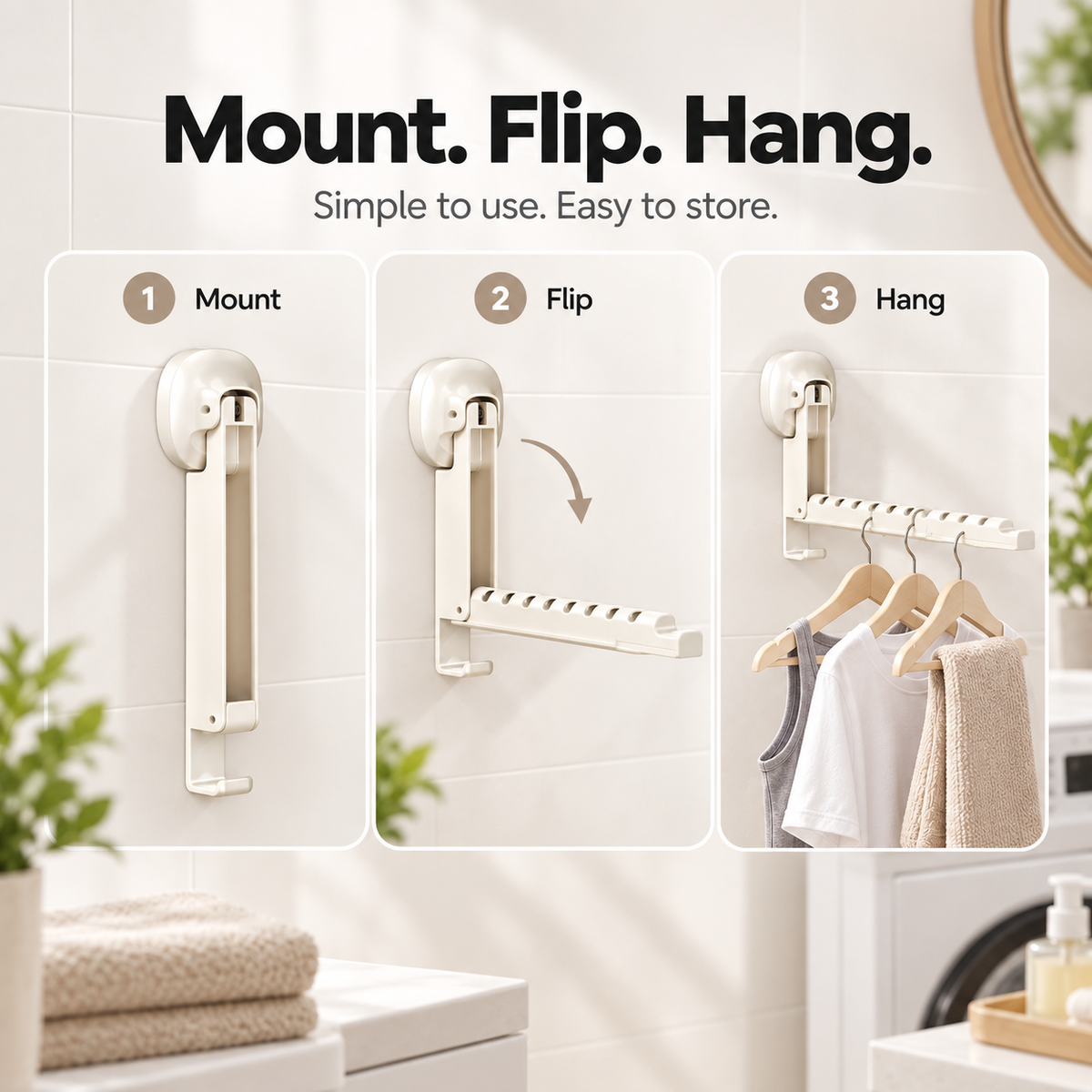 ✨🧺 Foldaway No-Drill Hanging Rack 🏠 Extra Space in Seconds-1