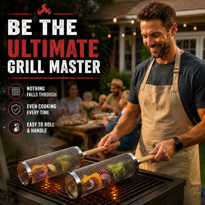 🔥 Rolling Grill Basket – No More Food Falling Through, Just Easy Even Grilling