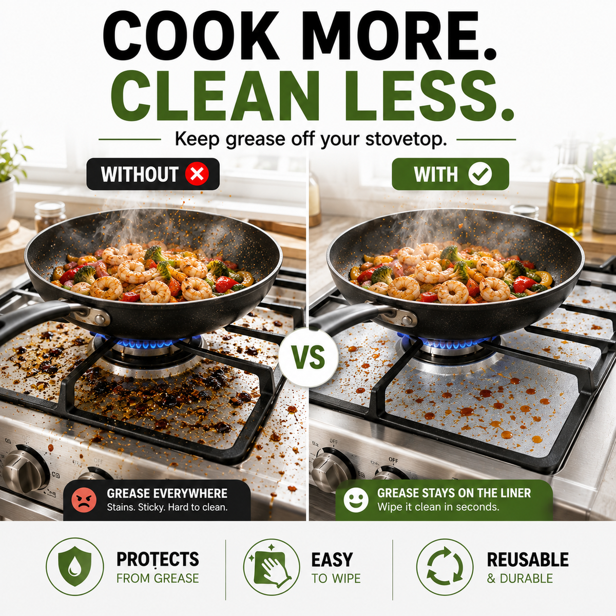 Reusable Gas Stove Burner Covers – Non-Stick Cooktop Protectors for Easy Cleaning