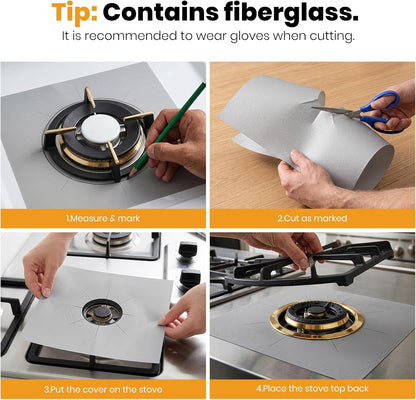 Reusable Gas Stove Burner Covers – Non-Stick Cooktop Protectors for Easy Cleaning