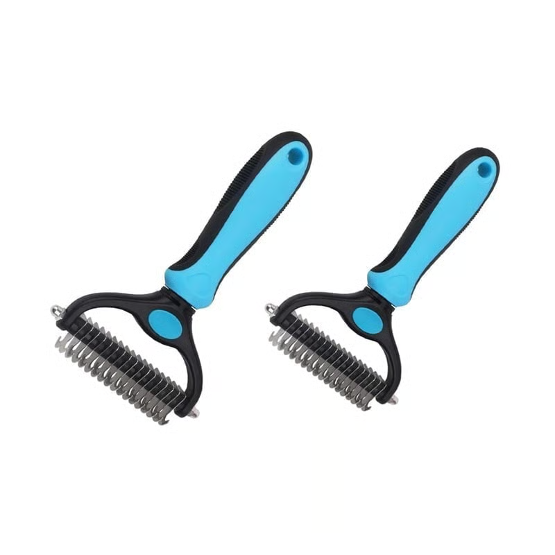 🐾Double-Sided Pet Grooming Brush – Hurtless Shedding & Dematting Undercoat Rake for Dogs and Cats