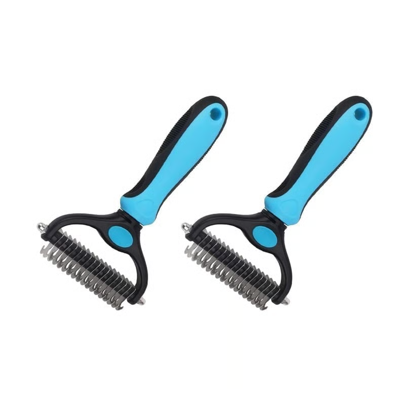 🐾Double-Sided Pet Grooming Brush – Hurtless Shedding & Dematting Undercoat Rake for Dogs and Cats