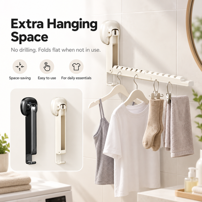 ✨🧺 Foldaway No-Drill Hanging Rack 🏠 Extra Space in Seconds-1