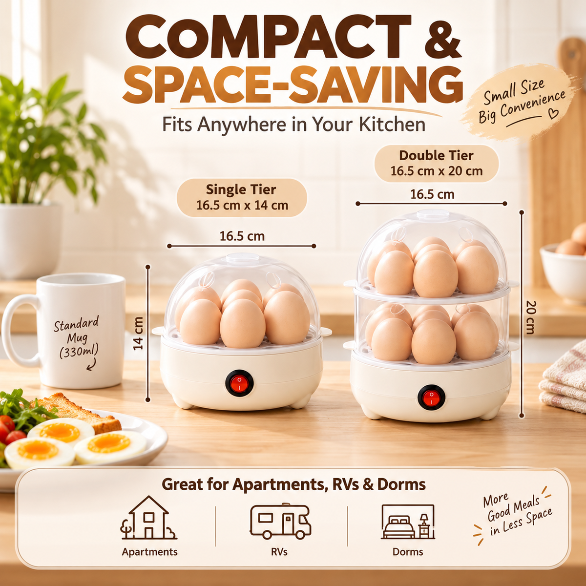 Automatic Egg Steamer – Cook 7–14 Eggs at Once with One-Touch Auto Shut-Off-1
