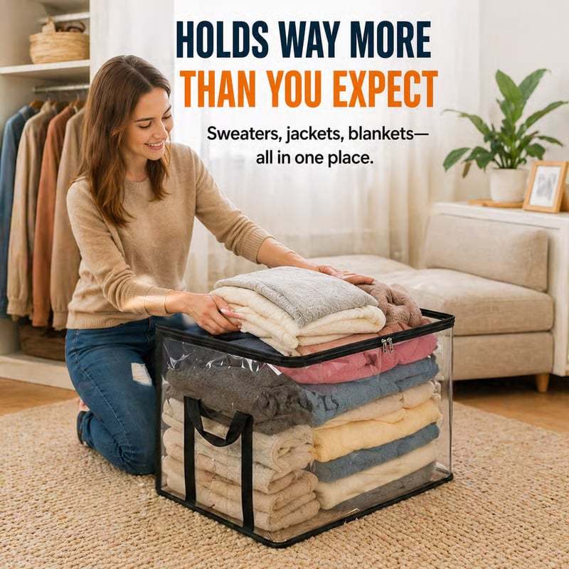 🔥Limited TimePromotion 50% OFF 📦Large Heavy-Duty Thick Plastic Clear Storage Bag for Clothes, Moving & Storage