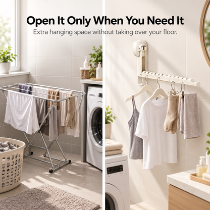 ✨🧺 Foldaway No-Drill Hanging Rack 🏠 Extra Space in Seconds-1