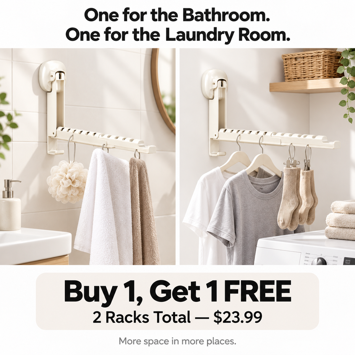 ✨🧺 Foldaway No-Drill Hanging Rack 🏠 Extra Space in Seconds-1