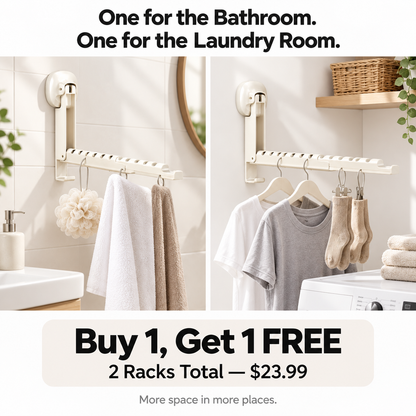 ✨🧺 Foldaway No-Drill Hanging Rack 🏠 Extra Space in Seconds-1