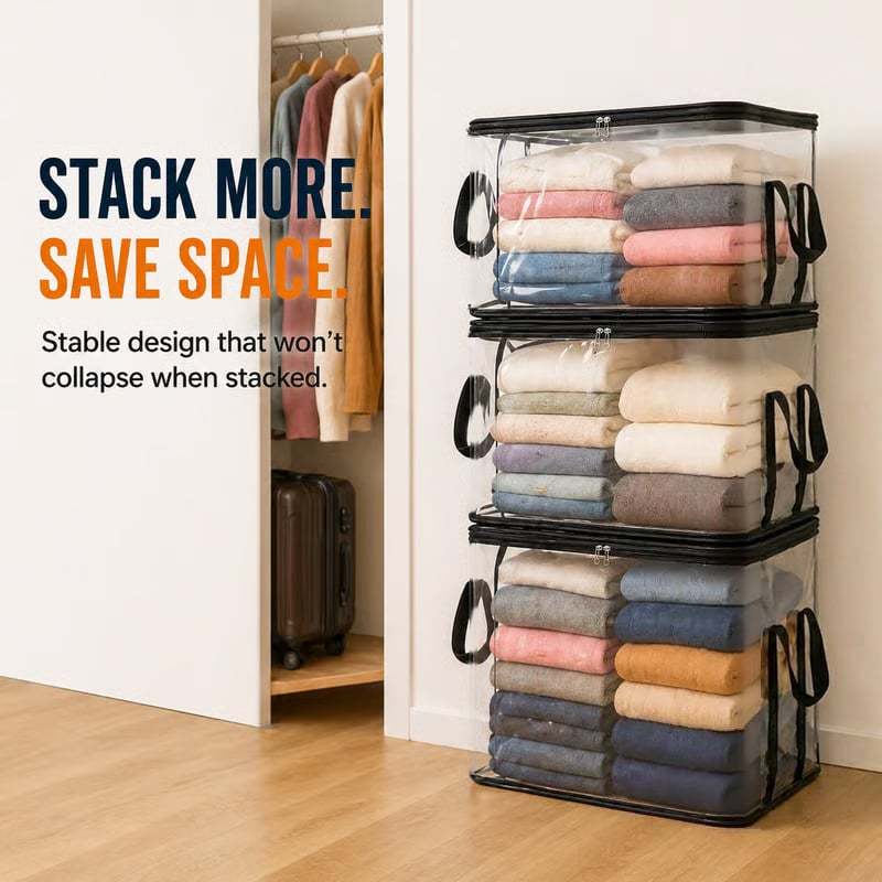 🔥Limited TimePromotion 50% OFF 📦Large Heavy-Duty Thick Plastic Clear Storage Bag for Clothes, Moving & Storage