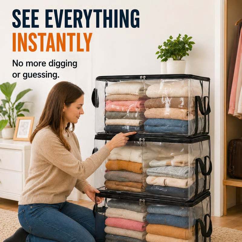 🔥Limited TimePromotion 50% OFF 📦Large Heavy-Duty Thick Plastic Clear Storage Bag for Clothes, Moving & Storage