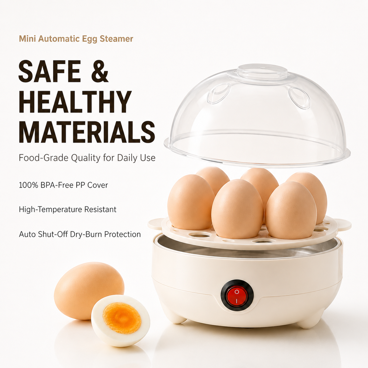 Automatic Egg Steamer – Cook 7–14 Eggs at Once with One-Touch Auto Shut-Off-1