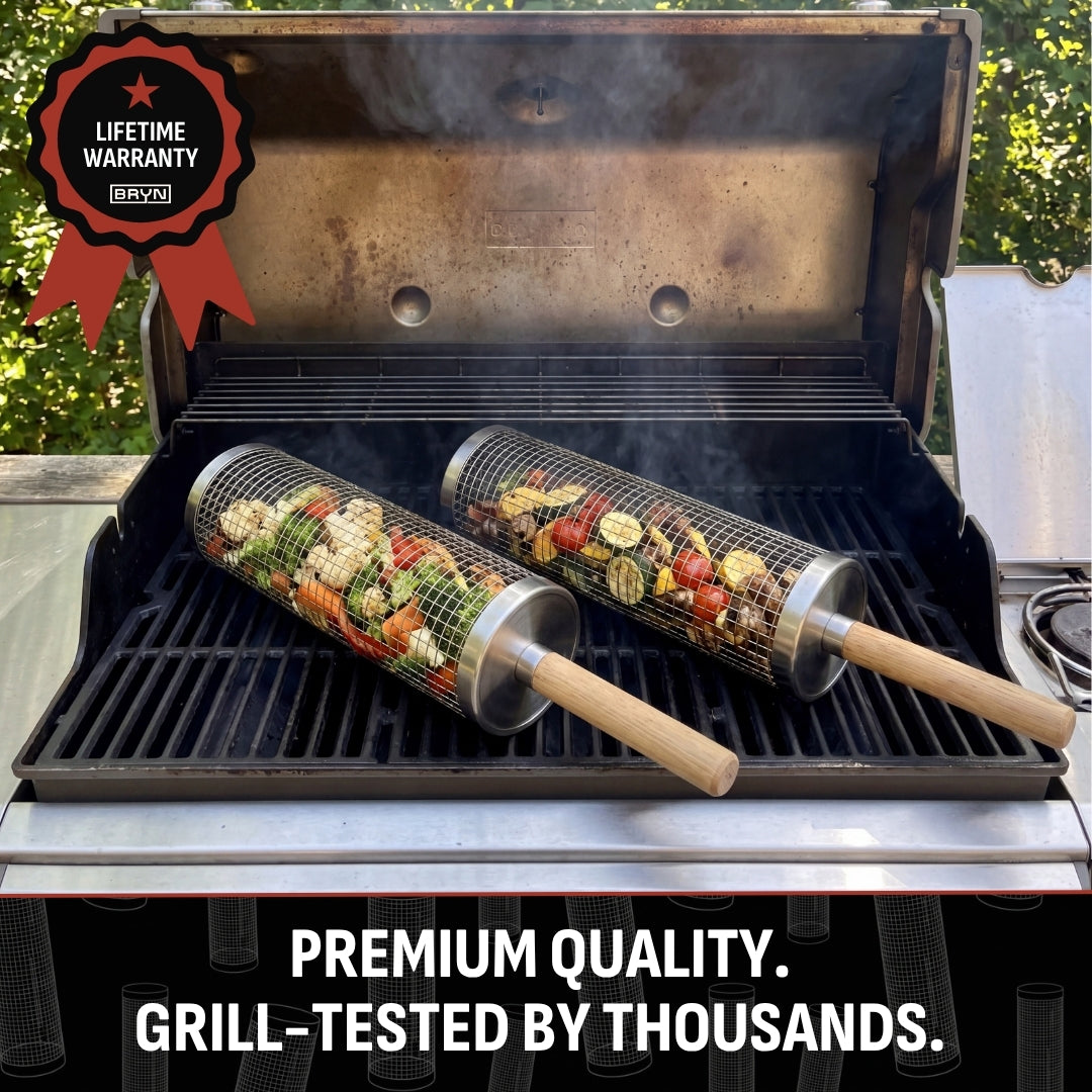 🔥 Rolling Grill Basket – No More Food Falling Through, Just Easy Even Grilling-1