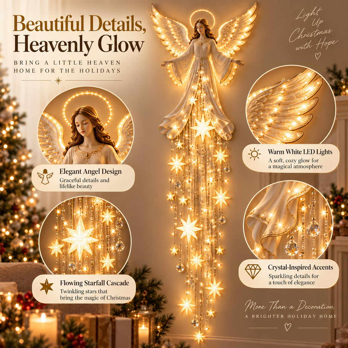 Angel’s Blessing Starfall Christmas Wall Light