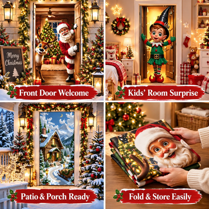 🎅 Christmas Door Cover Collection – Festive Full-Door Holiday Decor