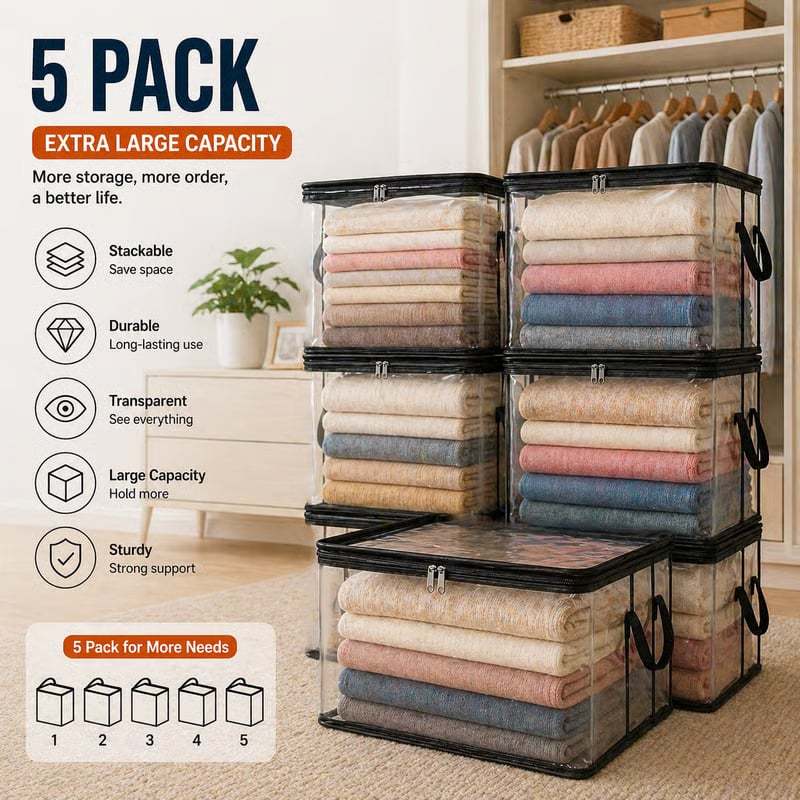 🔥Limited TimePromotion 50% OFF 📦Large Heavy-Duty Thick Plastic Clear Storage Bag for Clothes, Moving & Storage