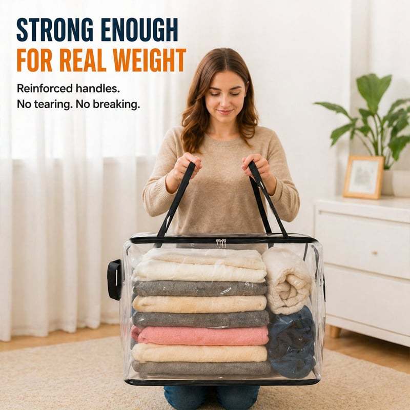 🔥Limited TimePromotion 50% OFF 📦Large Heavy-Duty Thick Plastic Clear Storage Bag for Clothes, Moving & Storage