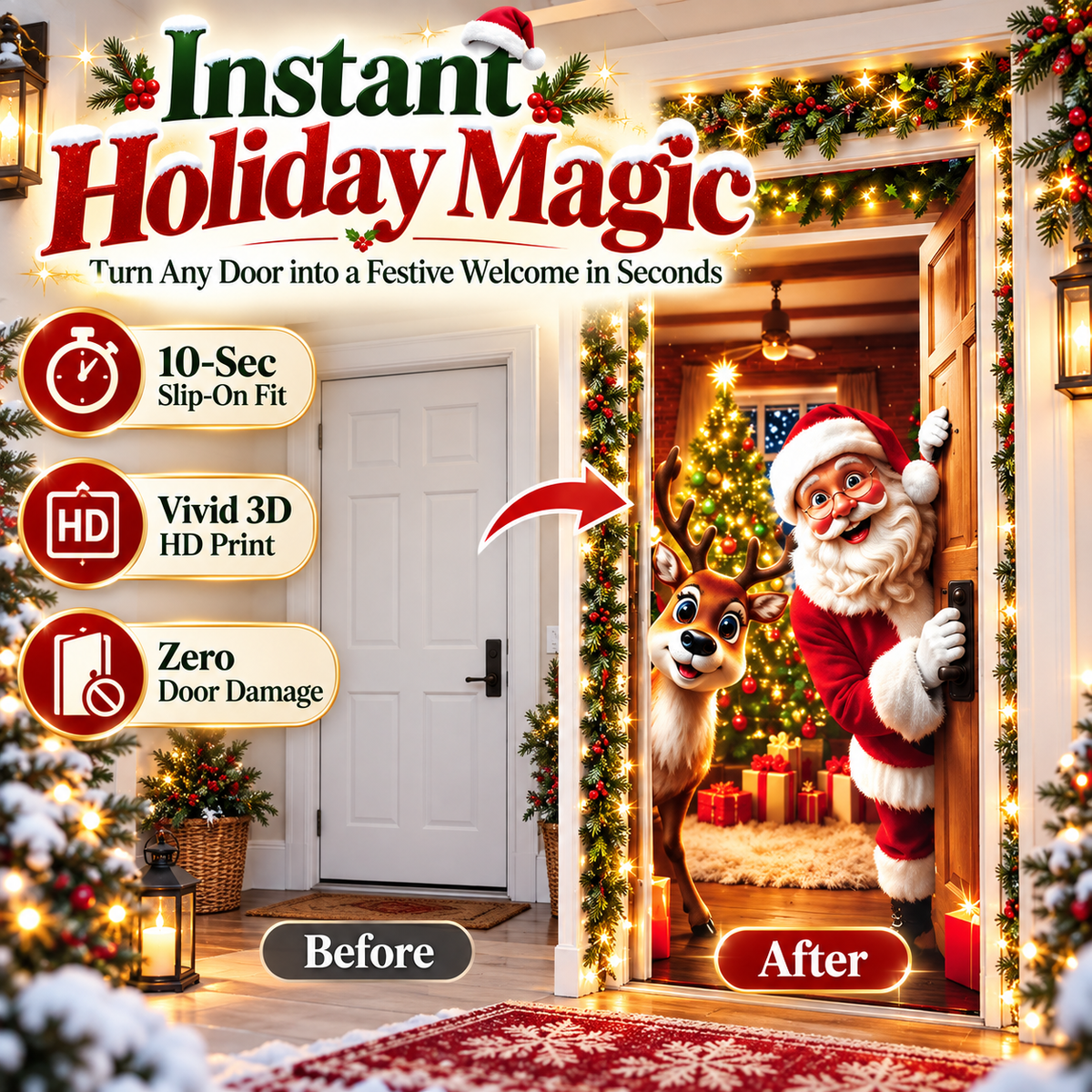 🎅 Christmas Door Cover Collection – Festive Full-Door Holiday Decor