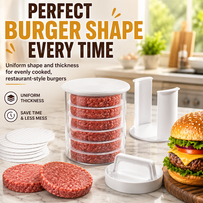 🍔 Press, Stack & Store Up to 8 Uniform Burger Patties