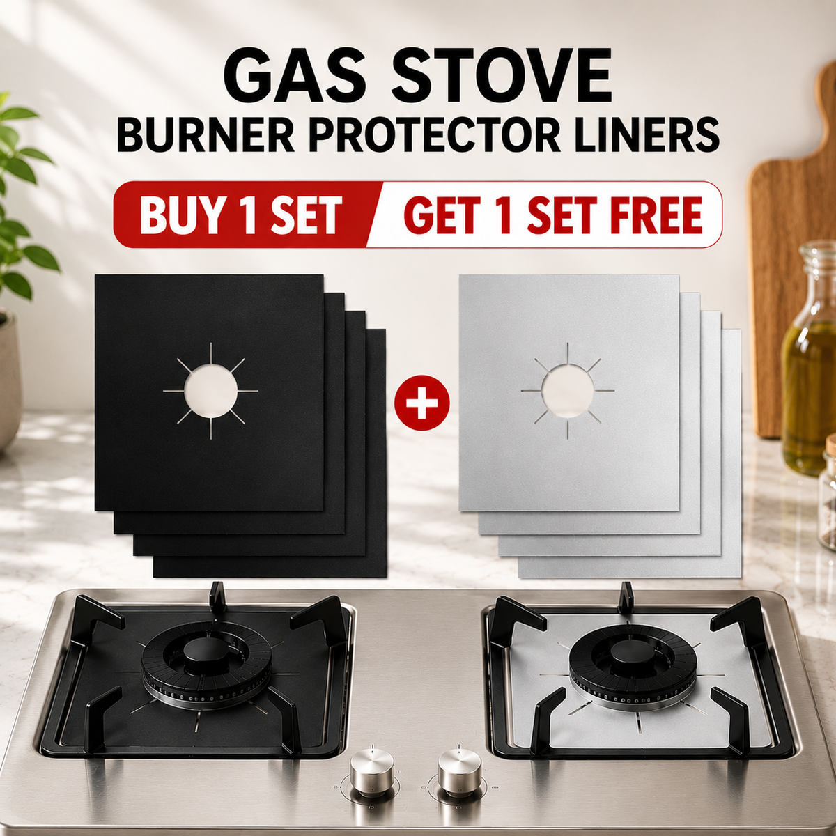 Reusable Gas Stove Burner Covers – Non-Stick Cooktop Protectors for Easy Cleaning