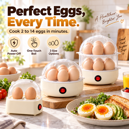 Automatic Egg Steamer – Cook 7–14 Eggs at Once with One-Touch Auto Shut-Off