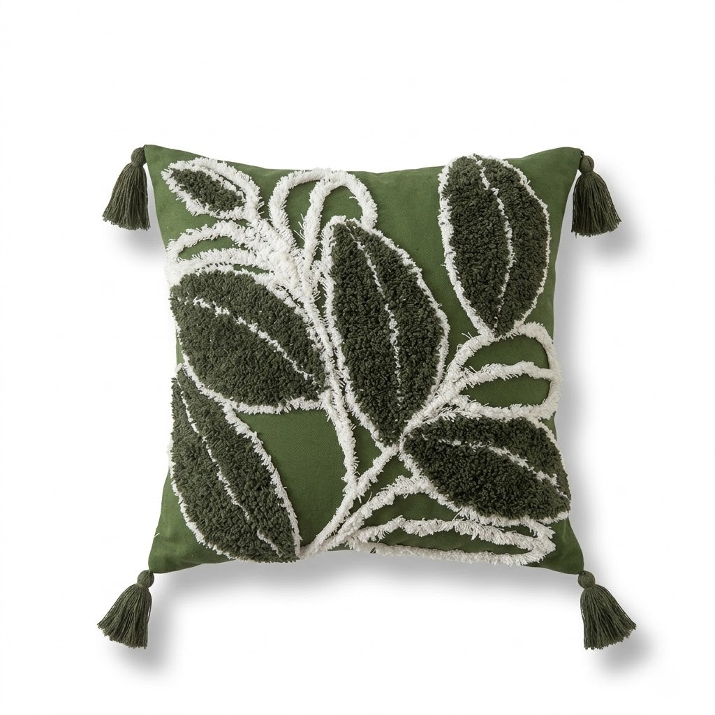 Nordic Tufted Leaf Throw Pillow
