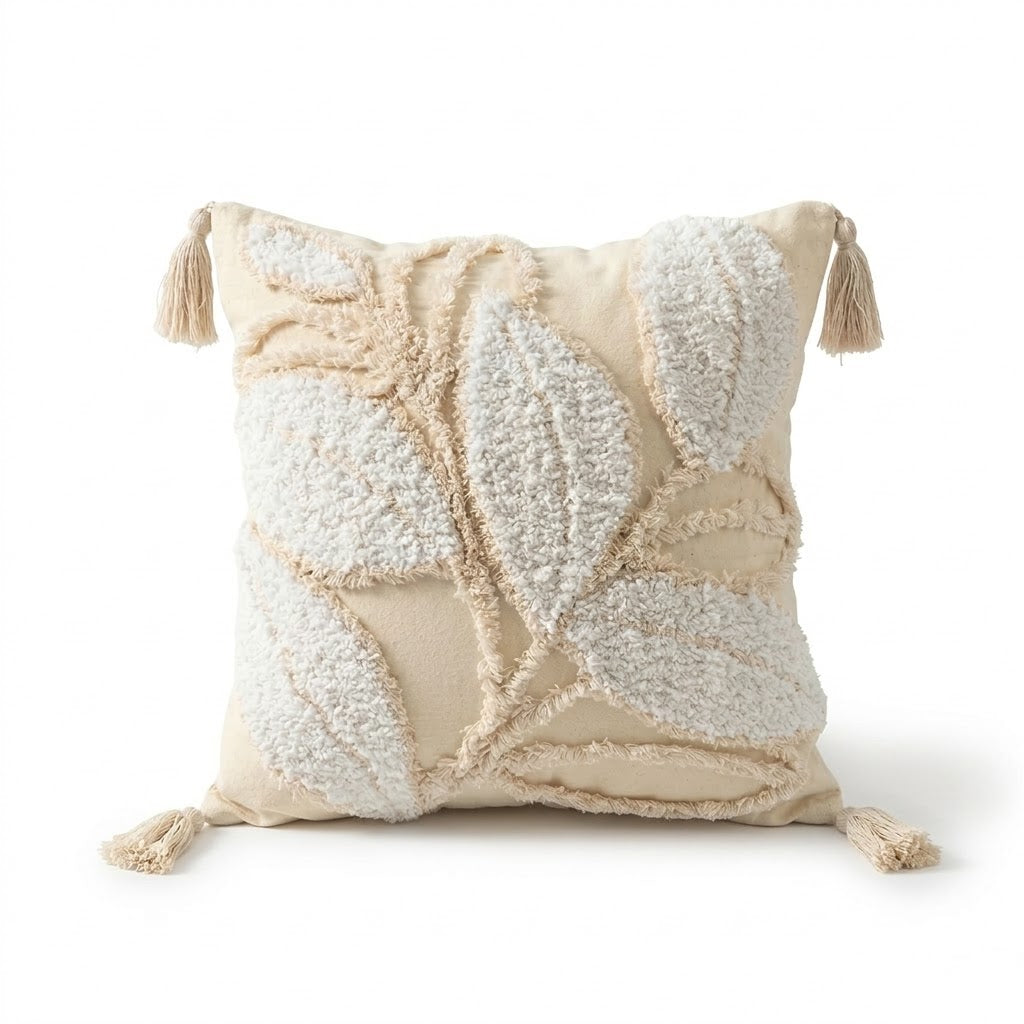 Nordic Tufted Leaf Throw Pillow