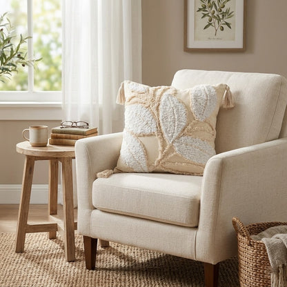 Nordic Tufted Leaf Throw Pillow