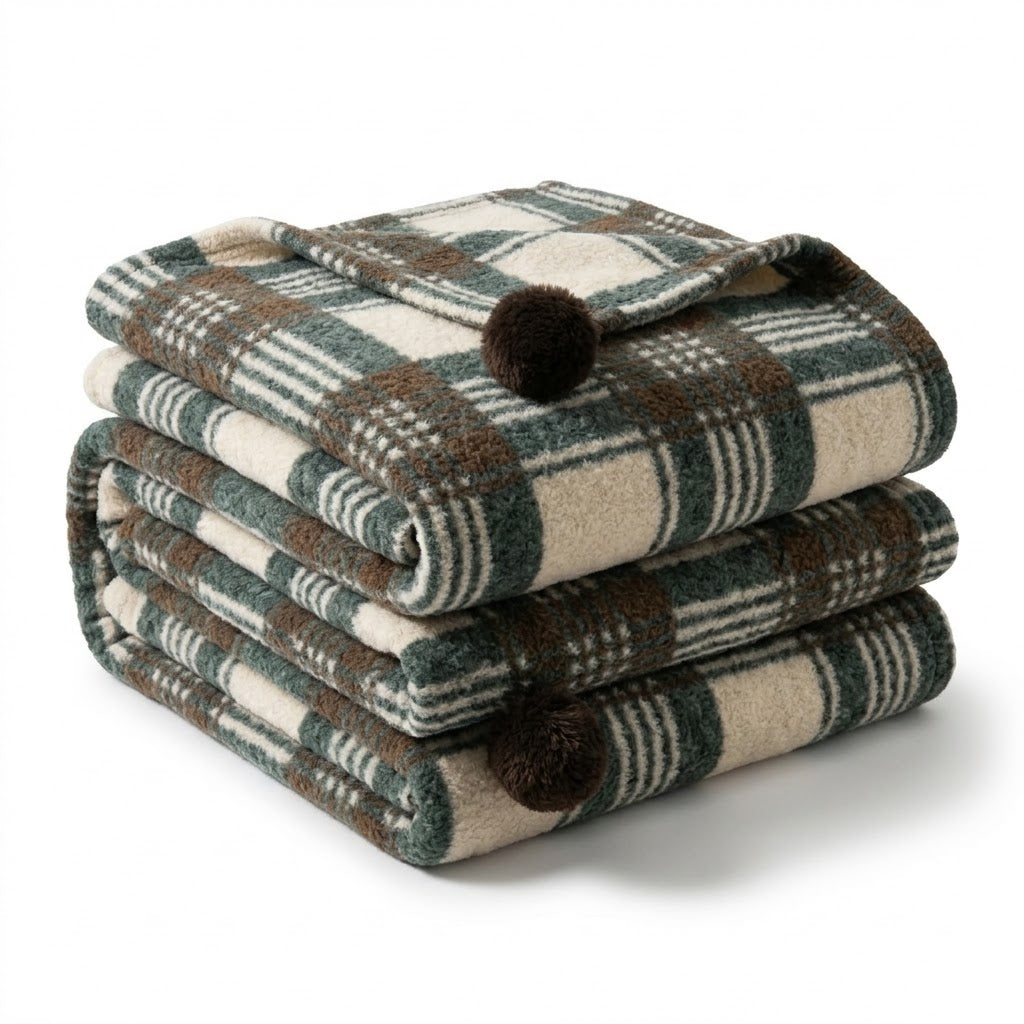 Nordic Plaid Fleece Throw Blanket