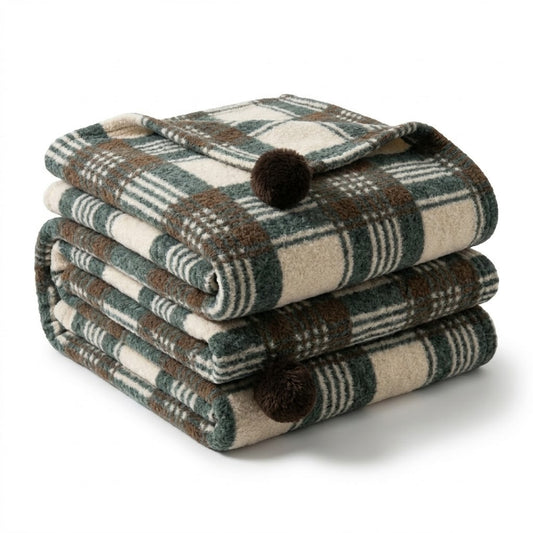 Nordic Plaid Fleece Throw Blanket