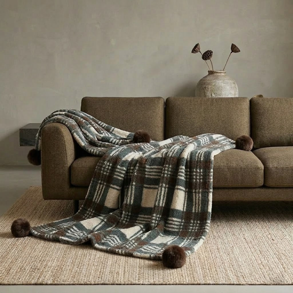Nordic Plaid Fleece Throw Blanket