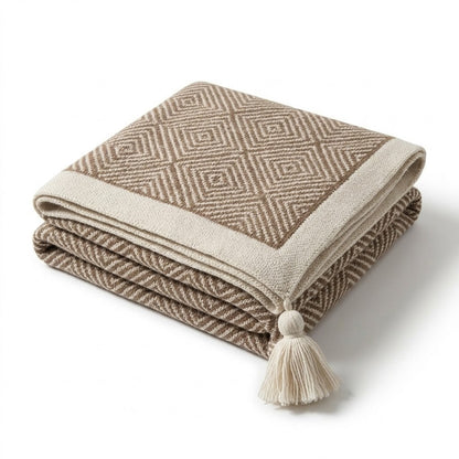 Nordic Geometric Knit Shawl Blanket