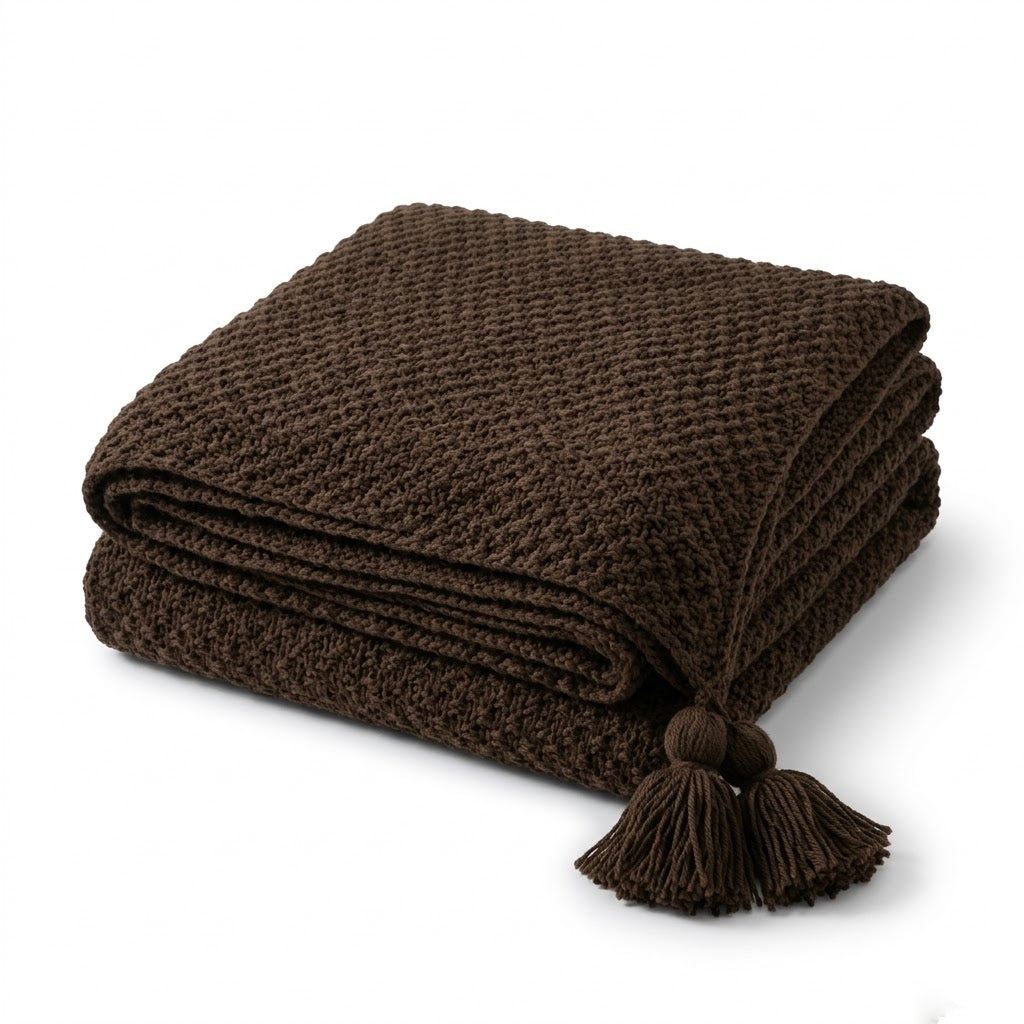 Nordic Chunky Knit Tassel Throw Blanket