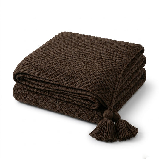 Nordic Chunky Knit Tassel Throw Blanket
