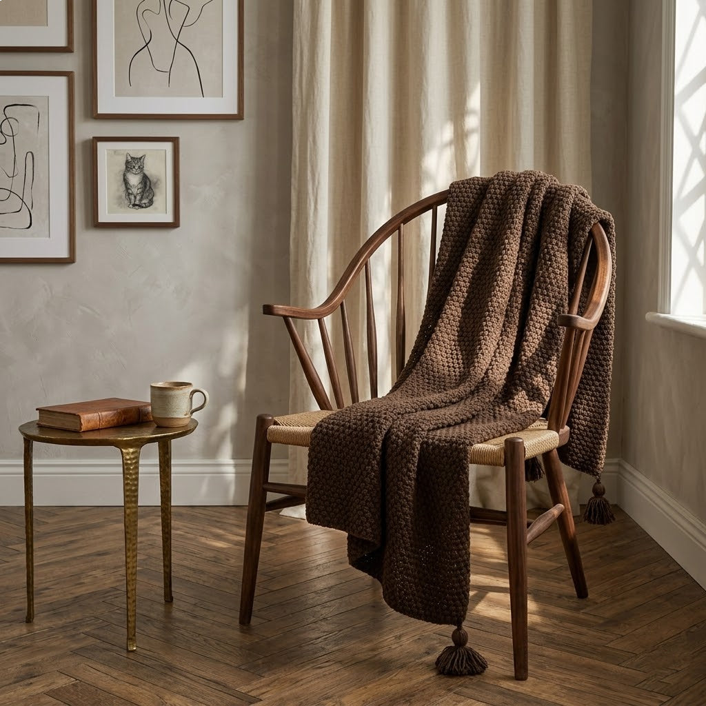 Nordic Chunky Knit Tassel Throw Blanket