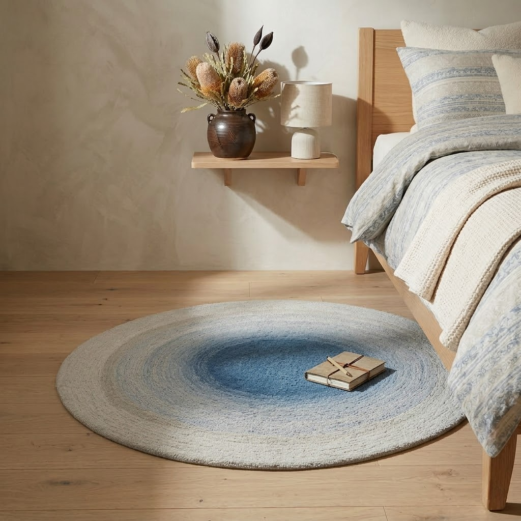 Serene Gradient Faux Cashmere Round Rug